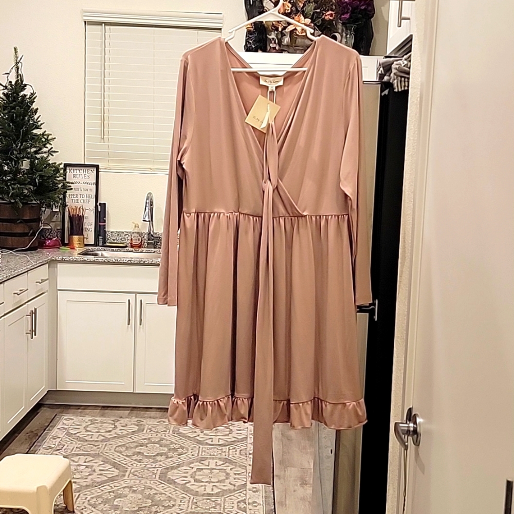 NWT To My Lovers Taupe Tie Dress